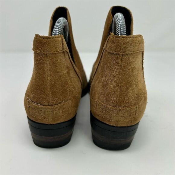 Sorel Lolla Cut Out Bootie Brown Tan Camel Suede Pull On Ankle Boots Size 8.5 - Picture 7 of 12